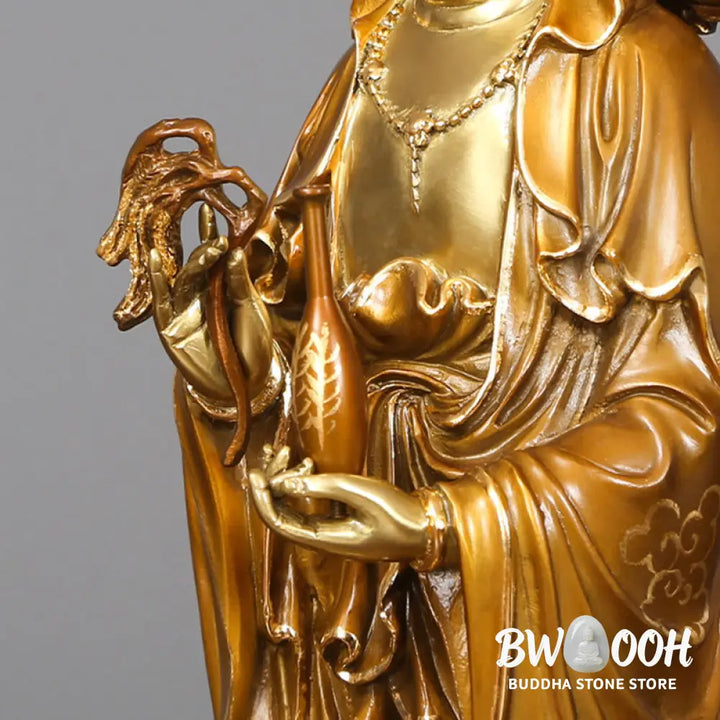 BWOOOH copper Kwan Yin statue - Kwan Yin Avalokitesvara Lotus Aura 