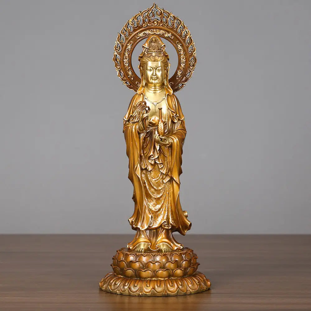 BWOOOH copper Kwan Yin statue - Kwan Yin Avalokitesvara Lotus Aura 