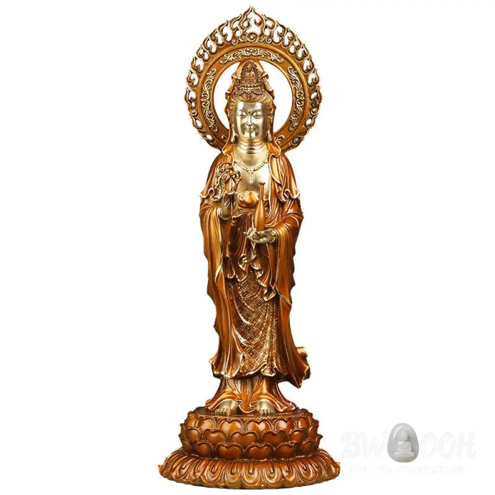 BWOOOH copper Kwan Yin statue - Kwan Yin Avalokitesvara Lotus Aura 