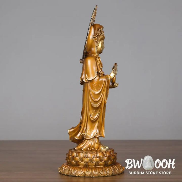 BWOOOH copper Kwan Yin statue - Kwan Yin Avalokitesvara Lotus Aura 