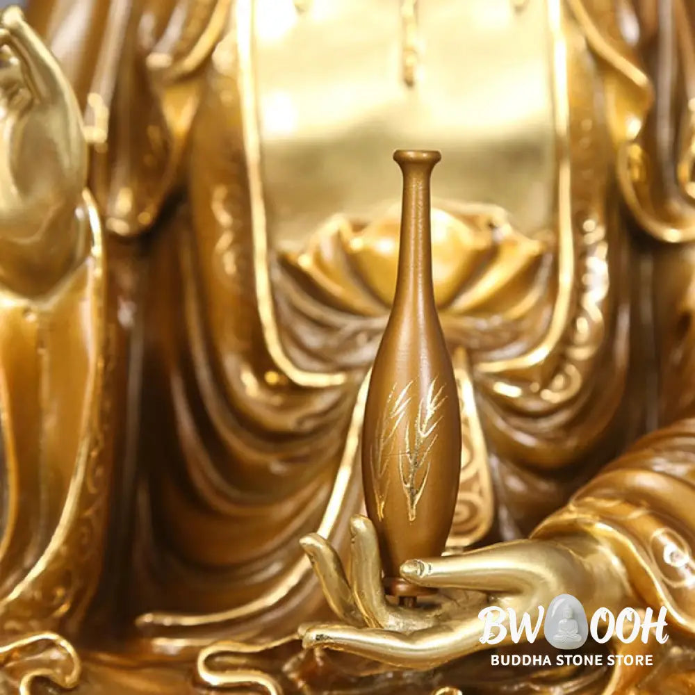 BWOOOH copper Kwan Yin statue - Kwan Yin Avalokitesvara Lotus Sitti