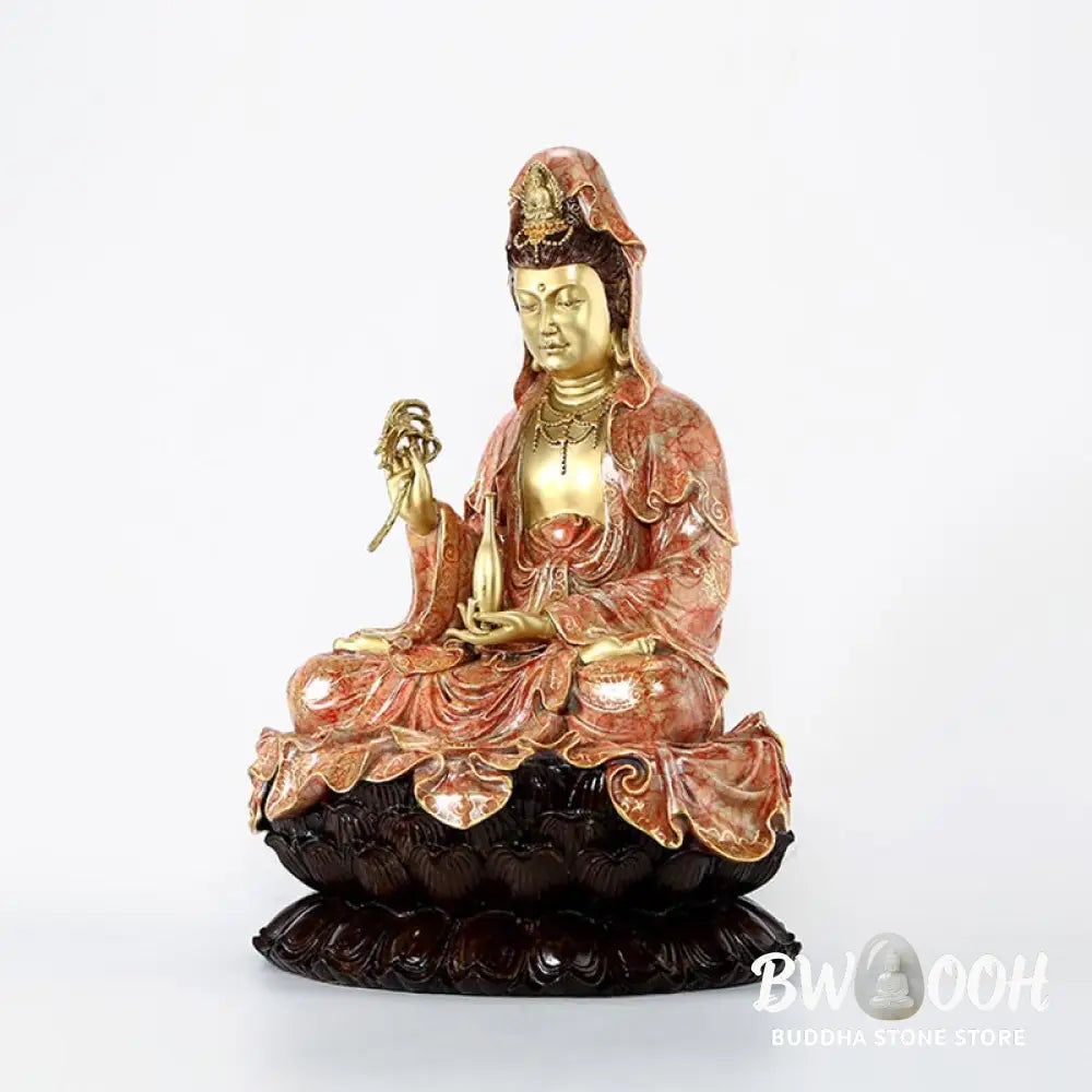 BWOOOH copper Kwan Yin statue - Kwan Yin Avalokitesvara Lotus Sitti