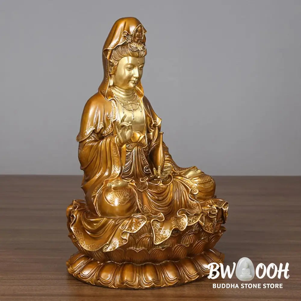 BWOOOH copper Kwan Yin statue - Kwan Yin Avalokitesvara Lotus Sitti