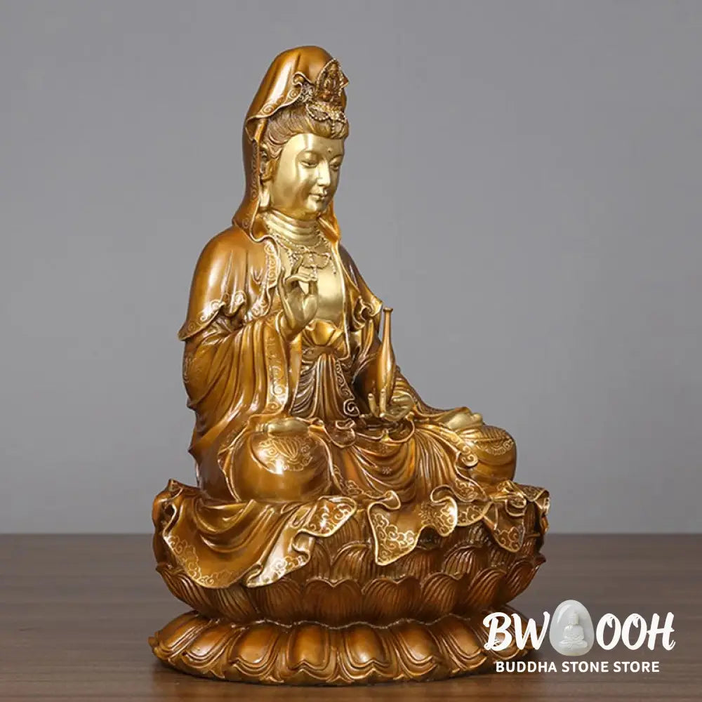 BWOOOH copper Kwan Yin statue - Kwan Yin Avalokitesvara Lotus Sitti