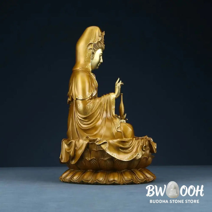 BWOOOH copper Kwan Yin statue - Kwan Yin Avalokitesvara Lotus Sitti