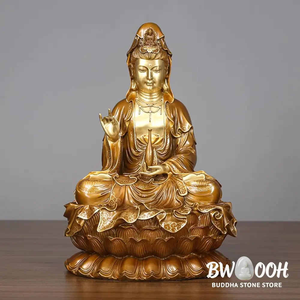 BWOOOH copper Kwan Yin statue - Kwan Yin Avalokitesvara Lotus Sitti