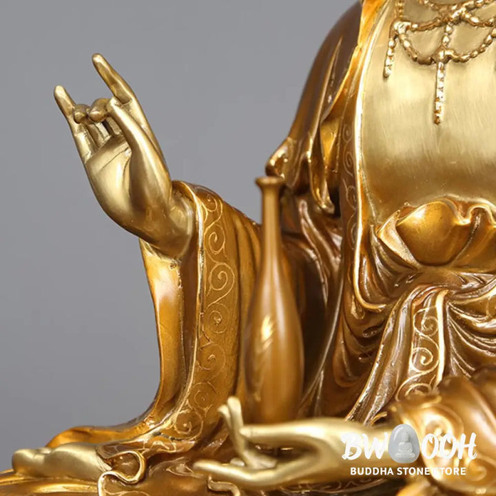 BWOOOH copper Kwan Yin statue - Kwan Yin Avalokitesvara Lotus Sitti
