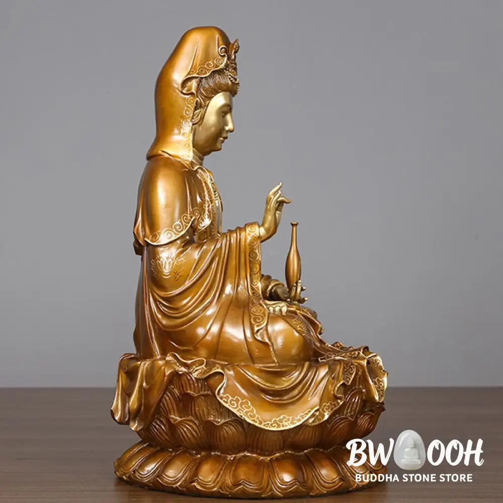BWOOOH copper Kwan Yin statue - Kwan Yin Avalokitesvara Lotus Sitti