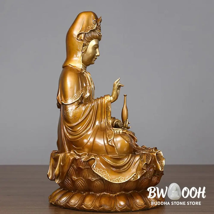 BWOOOH copper Kwan Yin statue - Kwan Yin Avalokitesvara Lotus Sitti