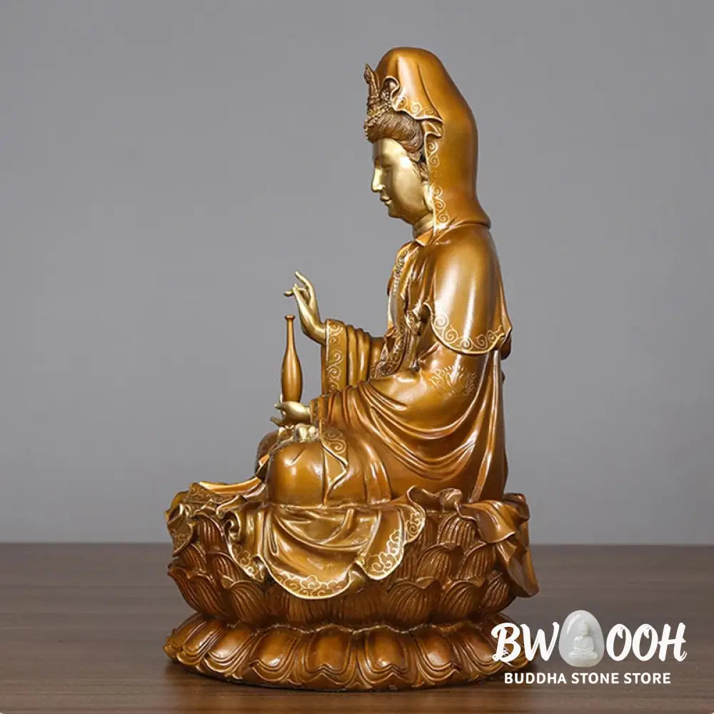 BWOOOH copper Kwan Yin statue - Kwan Yin Avalokitesvara Lotus Sitti