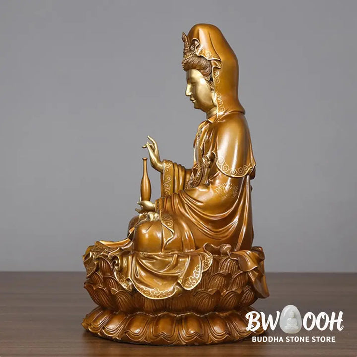 BWOOOH copper Kwan Yin statue - Kwan Yin Avalokitesvara Lotus Sitti