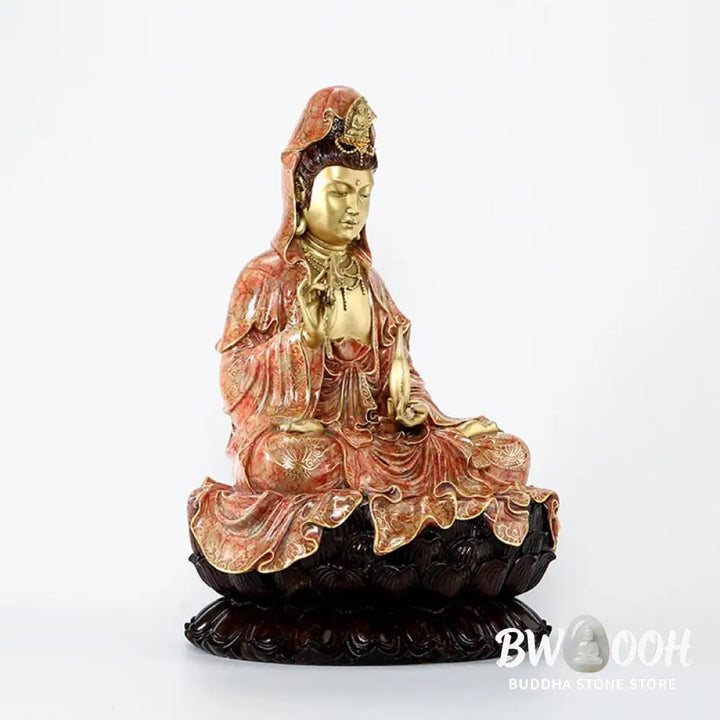 BWOOOH copper Kwan Yin statue - Kwan Yin Avalokitesvara Lotus Sitti