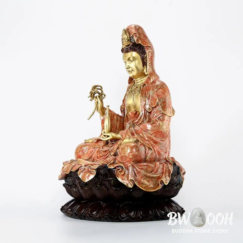 BWOOOH copper Kwan Yin statue - Kwan Yin Avalokitesvara Lotus Sitti