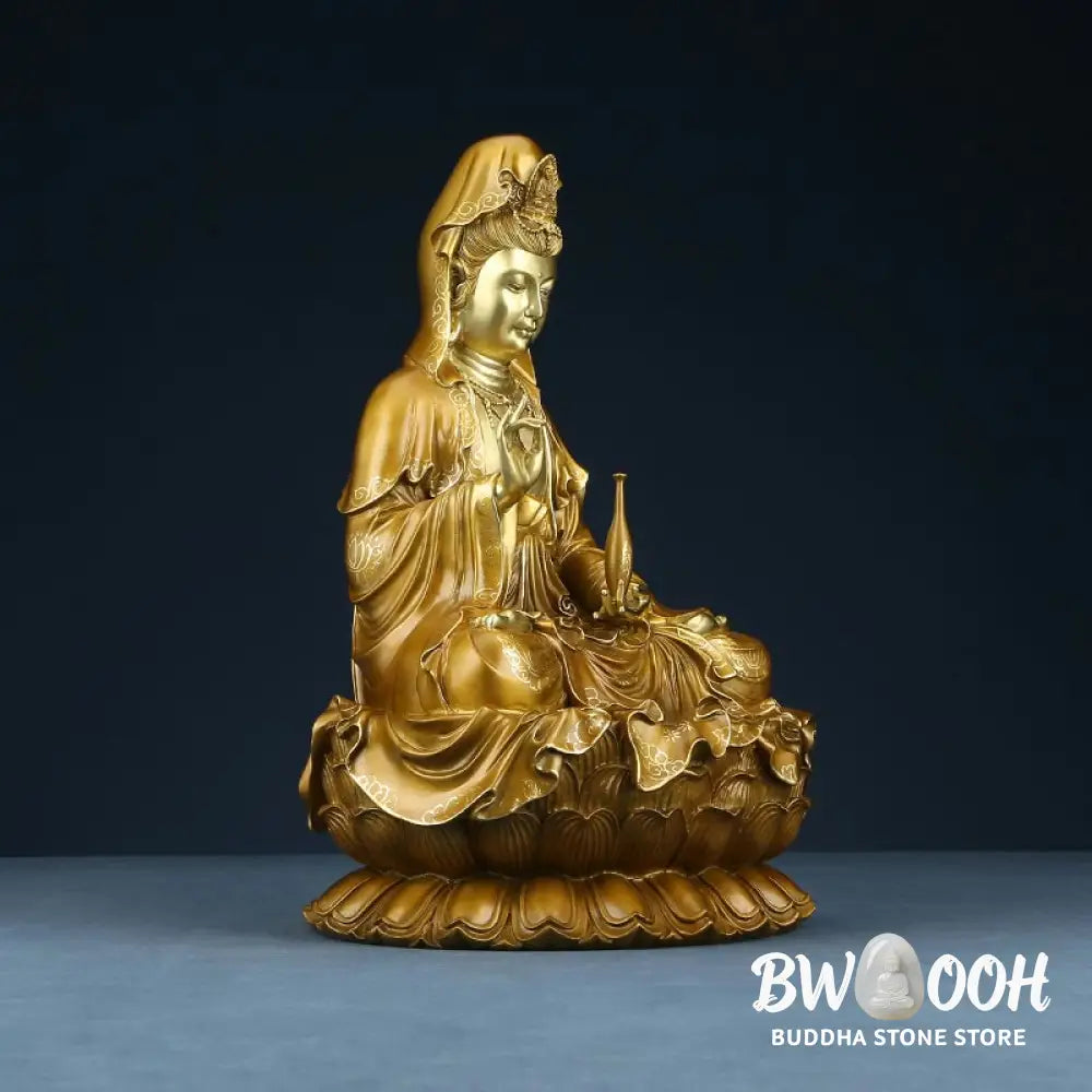 BWOOOH copper Kwan Yin statue - Kwan Yin Avalokitesvara Lotus Sitti