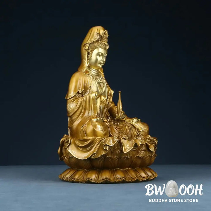 BWOOOH copper Kwan Yin statue - Kwan Yin Avalokitesvara Lotus Sitti