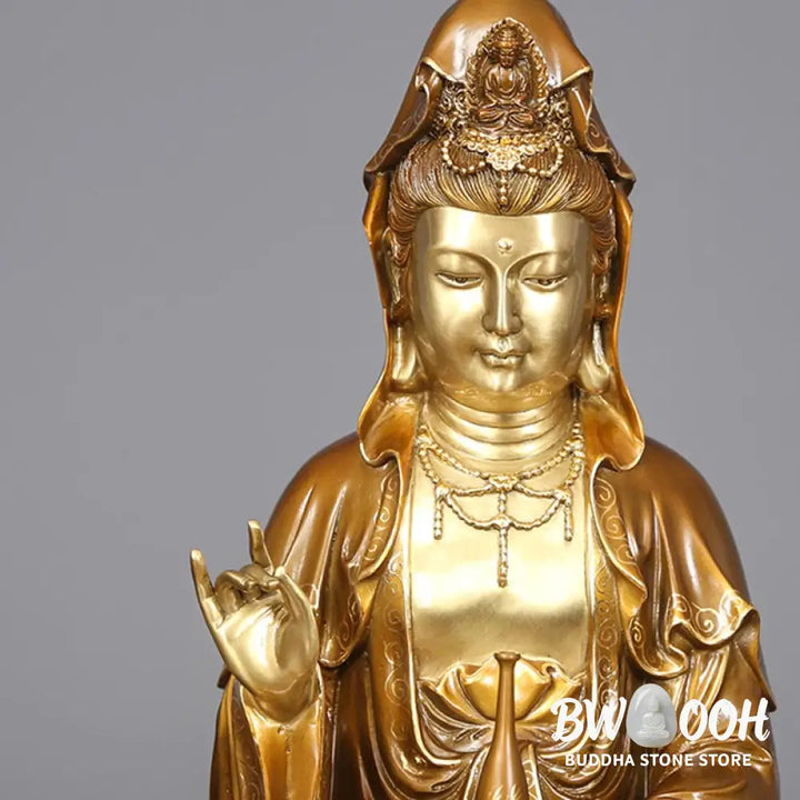 BWOOOH copper Kwan Yin statue - Kwan Yin Avalokitesvara Lotus Sitti