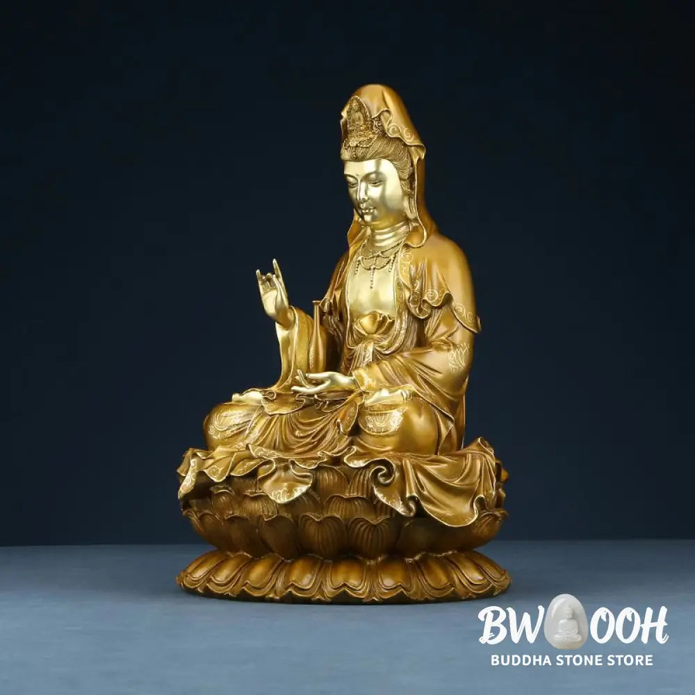 BWOOOH copper Kwan Yin statue - Kwan Yin Avalokitesvara Lotus Sitti