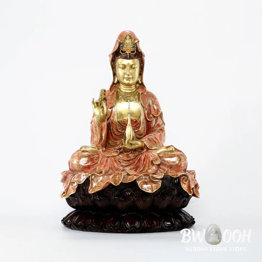 BWOOOH copper Kwan Yin statue - Kwan Yin Avalokitesvara Lotus Sitti