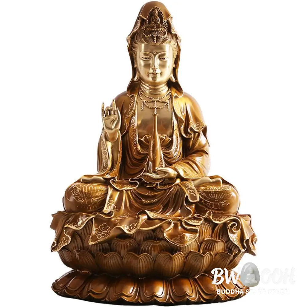 BWOOOH copper Kwan Yin statue - Kwan Yin Avalokitesvara Lotus Sitti