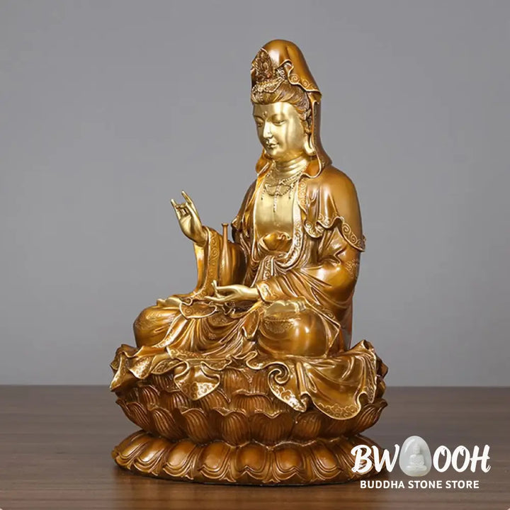 BWOOOH copper Kwan Yin statue - Kwan Yin Avalokitesvara Lotus Sitti