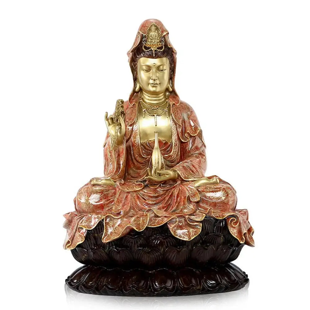 BWOOOH copper Kwan Yin statue - Kwan Yin Avalokitesvara Lotus Sitti