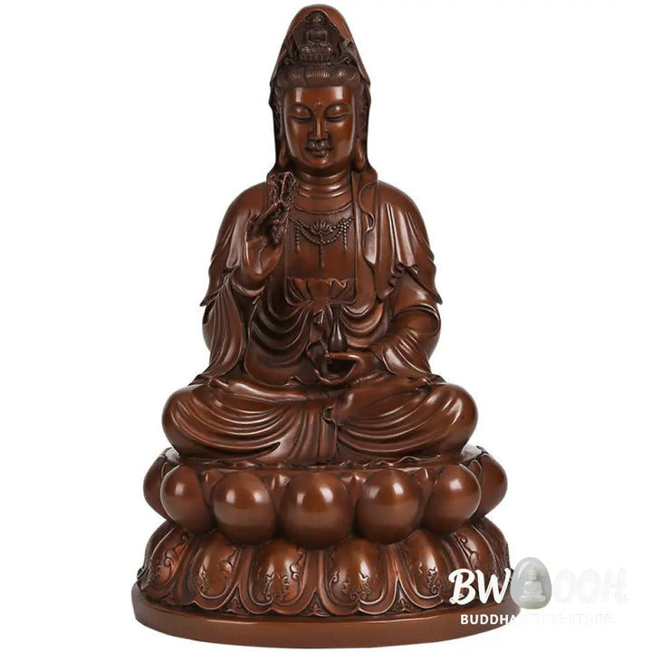 BWOOOH copper Kwan Yin statue - Kwan Yin Avalokitesvara Lotus Wealt