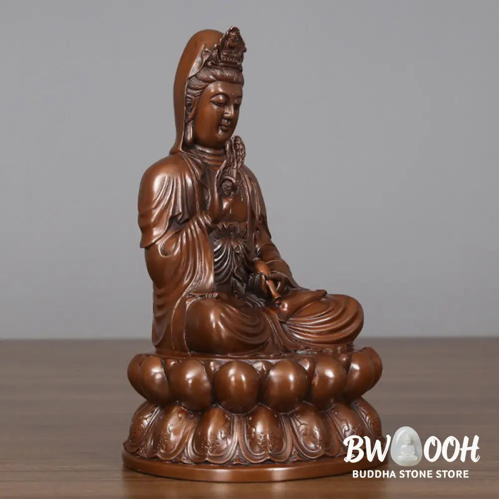 BWOOOH copper Kwan Yin statue - Kwan Yin Avalokitesvara Lotus Wealt