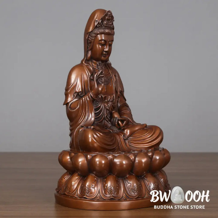 BWOOOH copper Kwan Yin statue - Kwan Yin Avalokitesvara Lotus Wealt