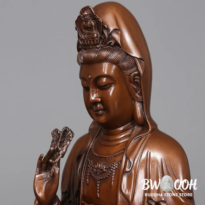 BWOOOH copper Kwan Yin statue - Kwan Yin Avalokitesvara Lotus Wealt