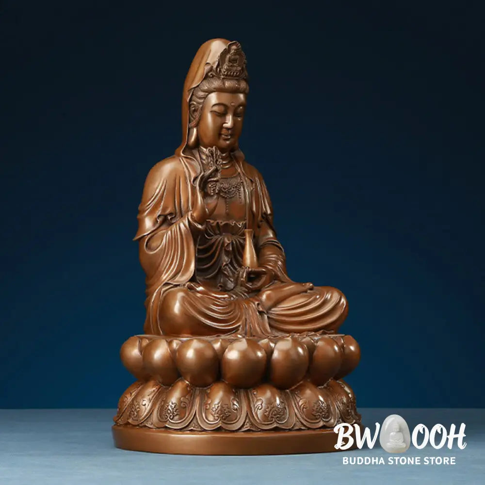 BWOOOH copper Kwan Yin statue - Kwan Yin Avalokitesvara Lotus Wealt