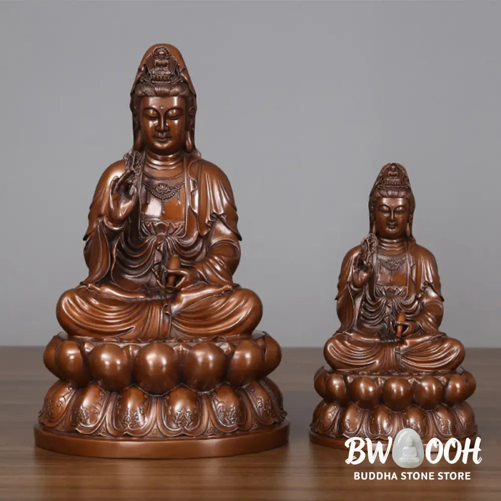 BWOOOH copper Kwan Yin statue - Kwan Yin Avalokitesvara Lotus Wealt