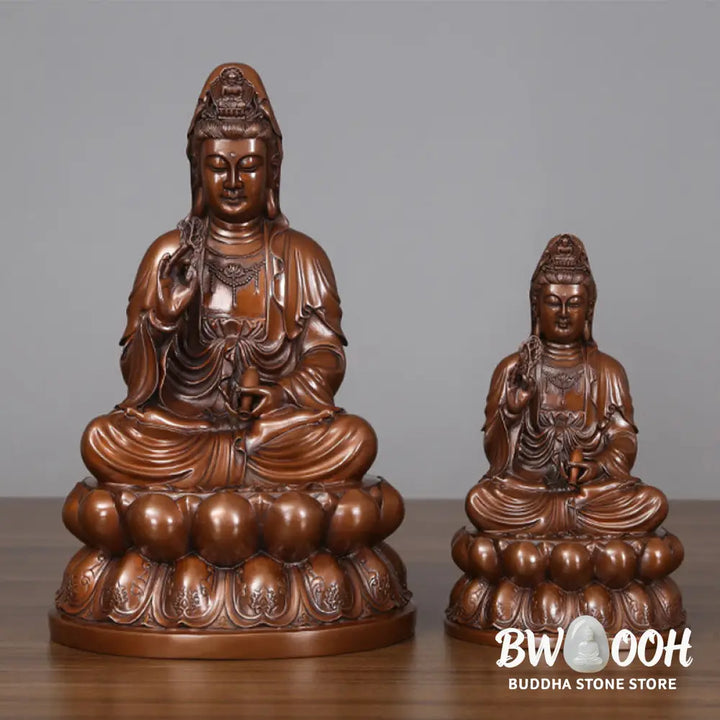 BWOOOH copper Kwan Yin statue - Kwan Yin Avalokitesvara Lotus Wealt
