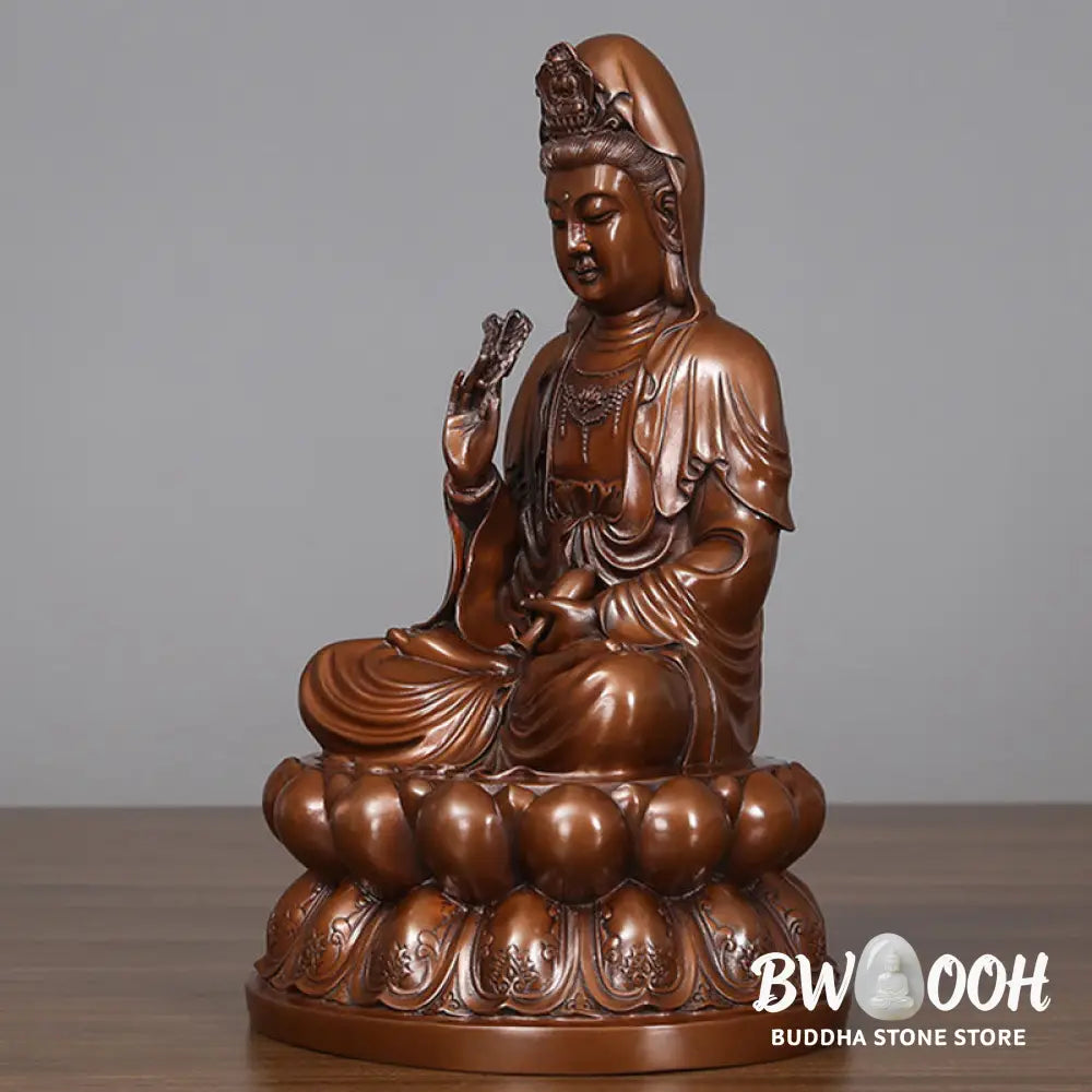 BWOOOH copper Kwan Yin statue - Kwan Yin Avalokitesvara Lotus Wealt