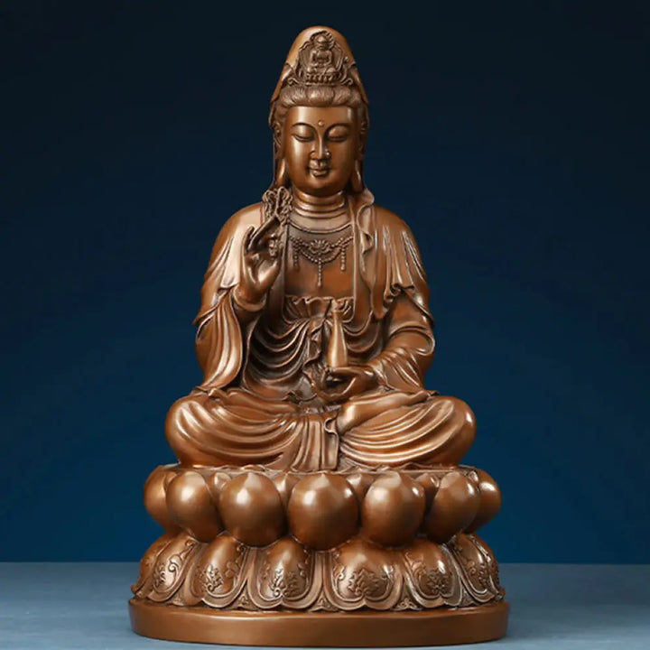 BWOOOH copper Kwan Yin statue - Kwan Yin Avalokitesvara Lotus Wealt