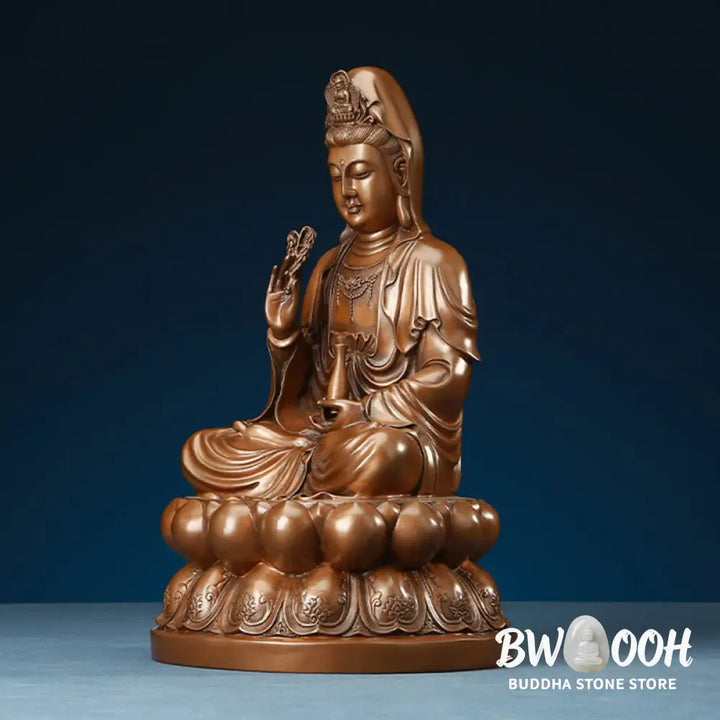 BWOOOH copper Kwan Yin statue - Kwan Yin Avalokitesvara Lotus Wealt