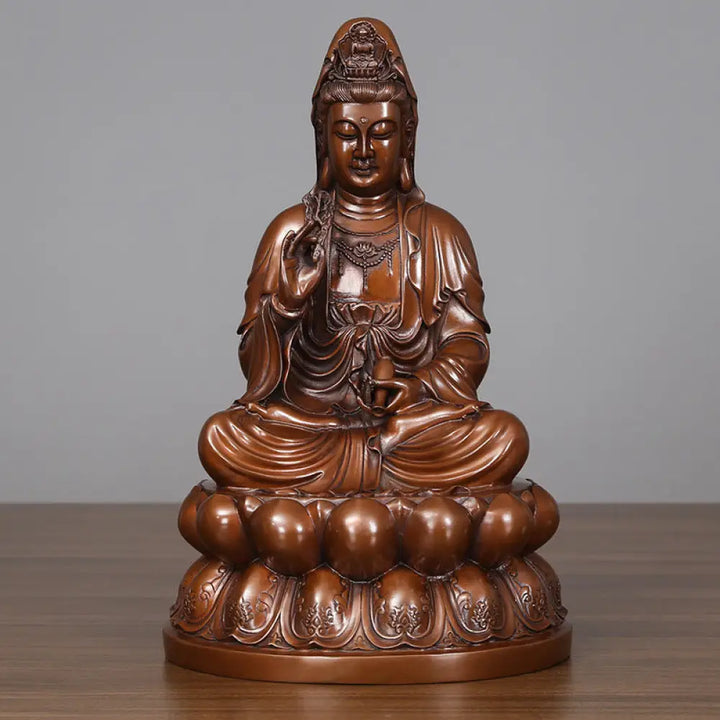 BWOOOH copper Kwan Yin statue - Kwan Yin Avalokitesvara Lotus Wealt