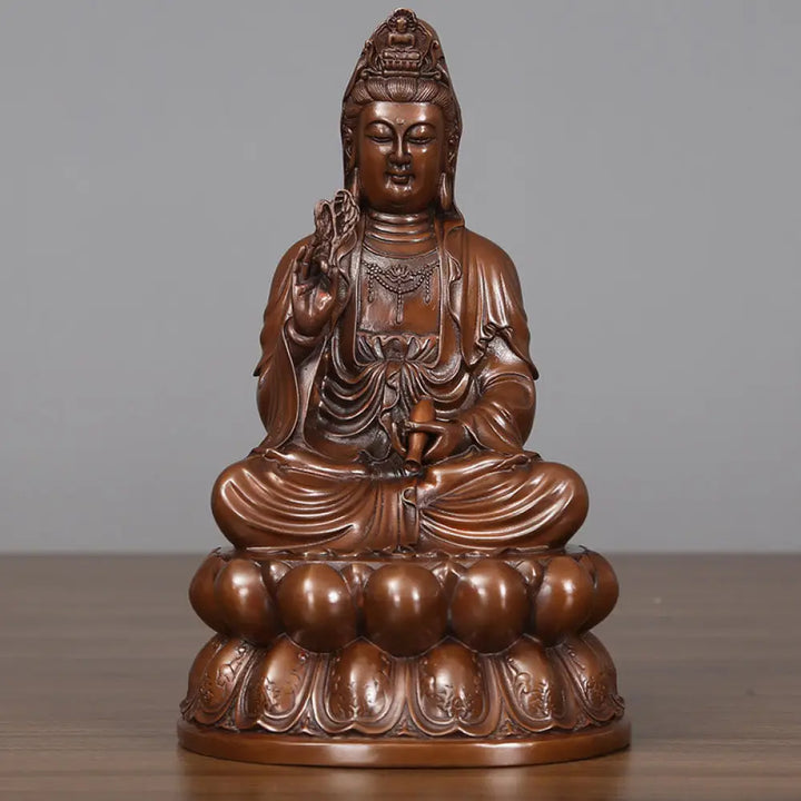 BWOOOH copper Kwan Yin statue - Kwan Yin Avalokitesvara Lotus Wealt