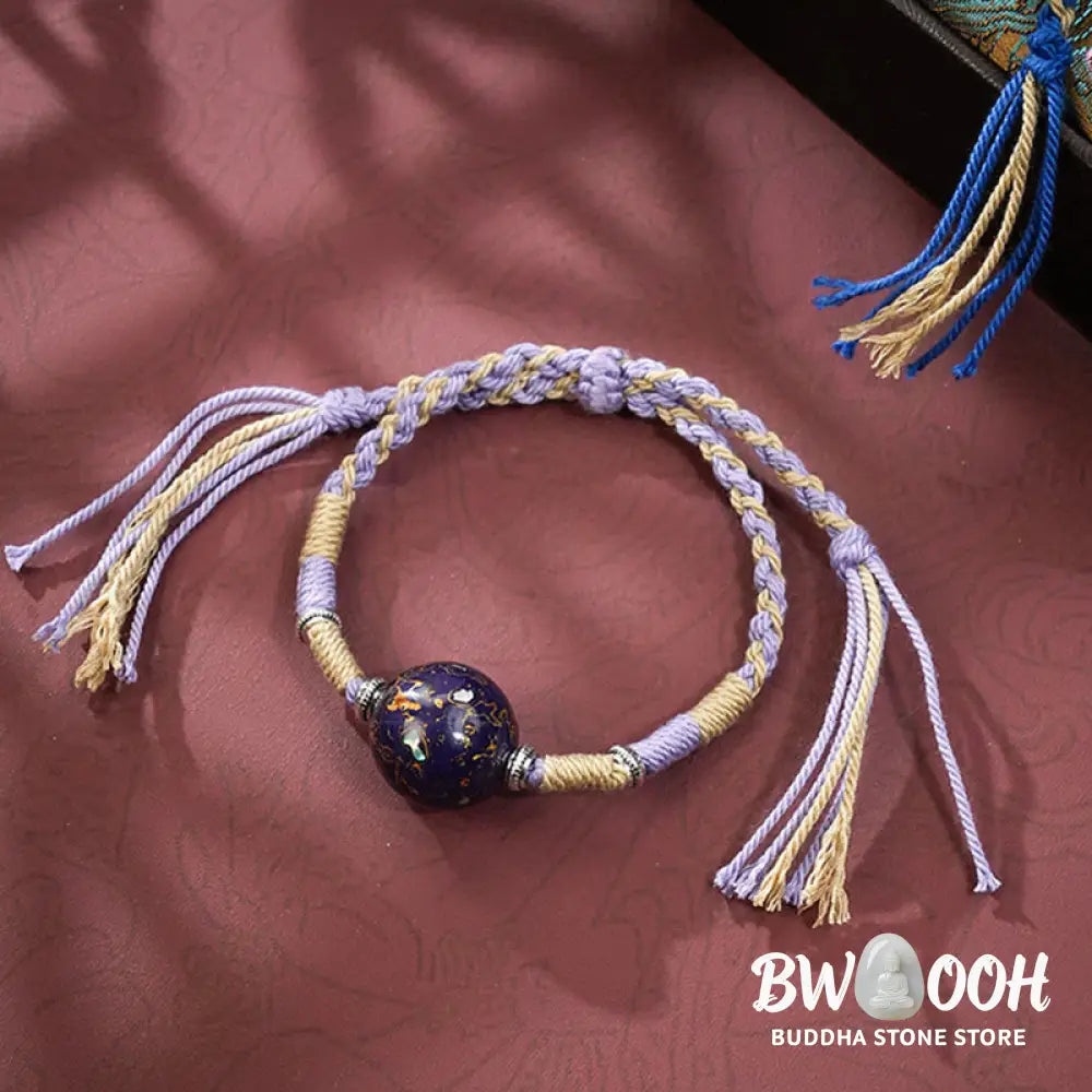 Buddha Stones Lacquer Craft Bead Multicolored Braided String Bracelet - Bracelet
