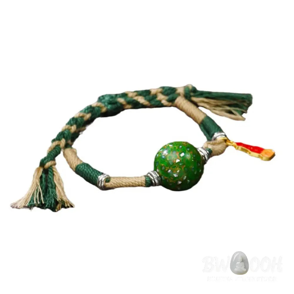 Buddha Stones Lacquer Craft Bead Multicolored Braided String Bracelet - Bracelet