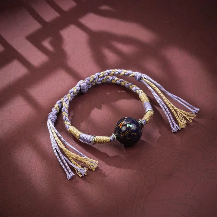Buddha Stones Lacquer Craft Bead Multicolored Braided String Bracelet - Lavender - Bracelet