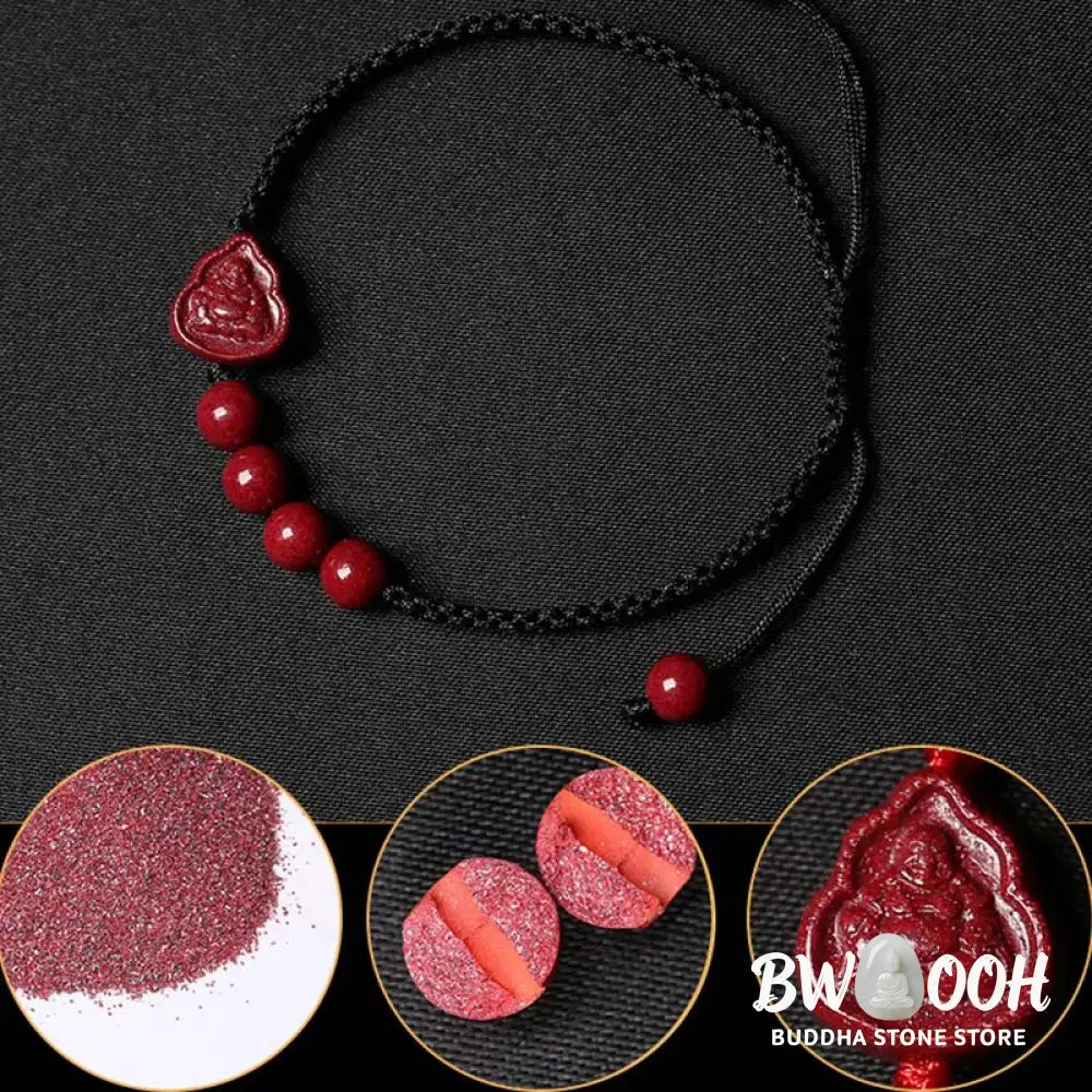 Buddha Stones Laughing Buddha Avalokitesvara Cinnabar Blessing String Bracelet - BWOOOH - Bracelet