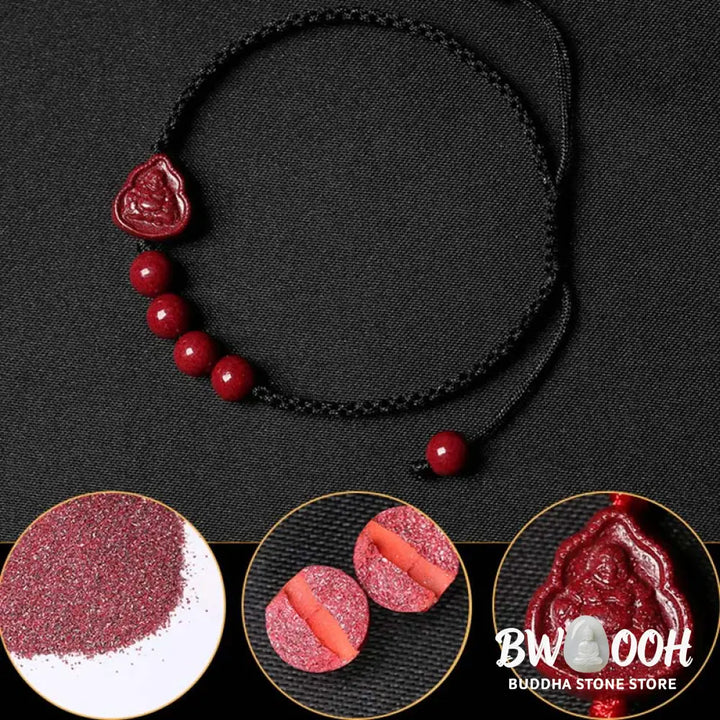 Buddha Stones Laughing Buddha Avalokitesvara Cinnabar Blessing String Bracelet - BWOOOH - Bracelet