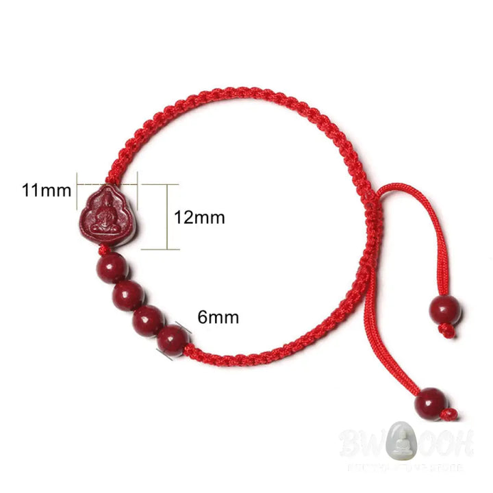 Buddha Stones Laughing Buddha Avalokitesvara Cinnabar Blessing String Bracelet - BWOOOH - Bracelet