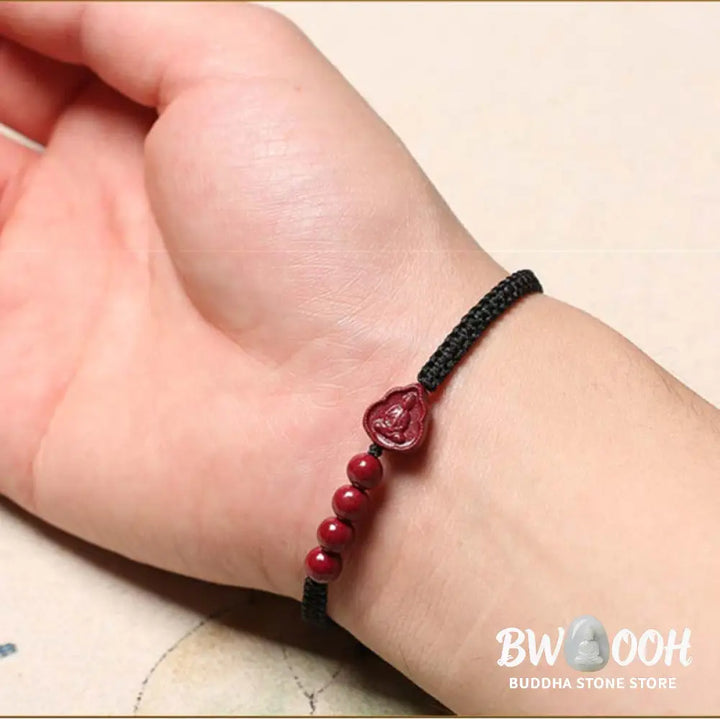 Buddha Stones Laughing Buddha Avalokitesvara Cinnabar Blessing String Bracelet - BWOOOH - Bracelet
