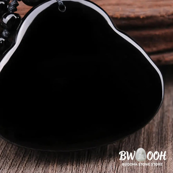Buddha Stones Laughing Buddha Black Obsidian Transformation Pendant Necklace - BWOOOH - Black Obsidian - Necklaces &amp;