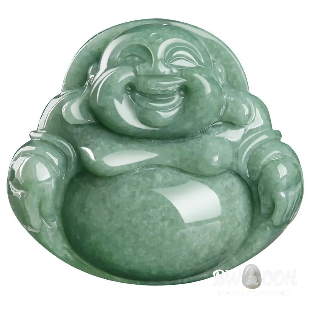 Buddha Stones Laughing Buddha Cyan Jade Harmony Necklace String Bead Pendant - BWOOOH - Cyan Jade - Necklaces &amp; Pendants