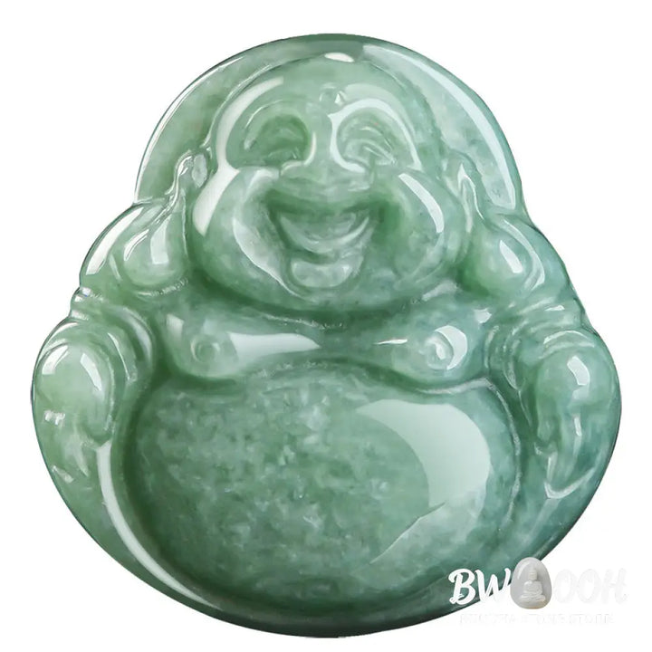 Buddha Stones Laughing Buddha Cyan Jade Success Necklace String Pendant - BWOOOH - Cyan Jade - Necklaces &amp; Pendants
