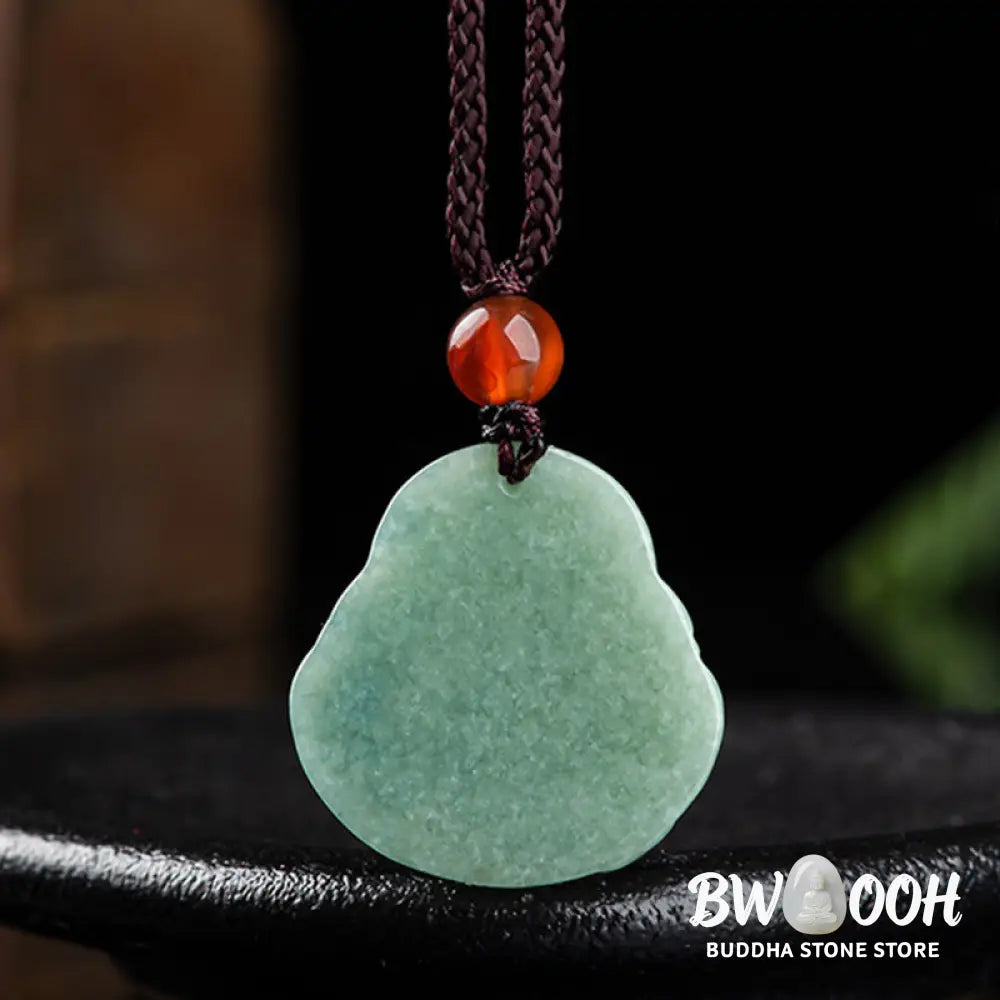Buddha Stones Laughing Buddha Cyan Jade Success Necklace String Pendant - BWOOOH - Cyan Jade - Necklaces &amp; Pendants