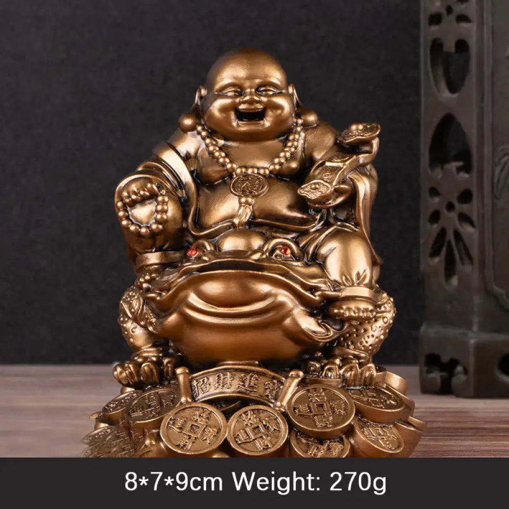 BWOOOH copper Buddha statue - Laughing Buddha Feng Shui Frog Toad