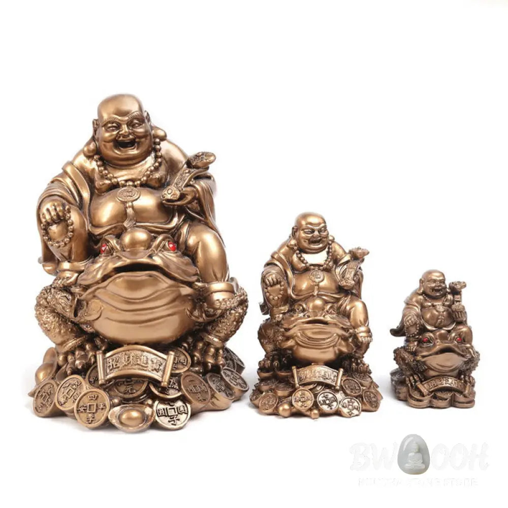 BWOOOH copper Buddha statue - Laughing Buddha Feng Shui Frog Toad